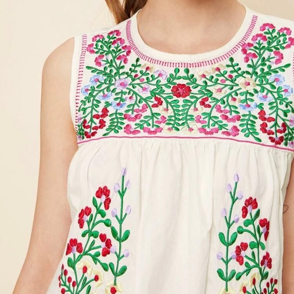 SHEIN 100% Cotton Embroidered Sleeves Top - Picture 13 of 14